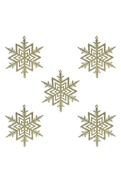 SHOPIENS Set de ornamente pentru brad de Crăciun - fulg de zăpadă bej cu scli...