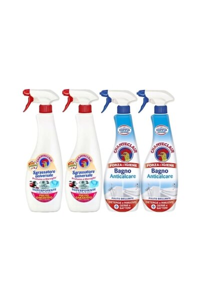 Chanteclair Set de curățare Chante Clair - 4 bucăți (2×600ml Degresant, 2×625ml Anticalcar Baie)