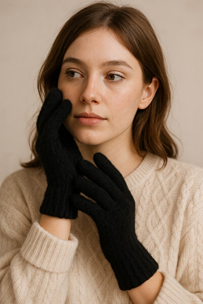 SEBURAM COLLECTION قفازات نسائية شتوية ناعمة محبوكة بفرو الأرانب ومرنة