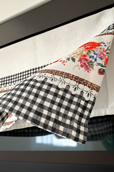 Cango Home Black and White Checkered Floral Pattern Digital Printed Oven Cover Cgh1092-F