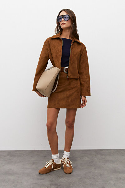 urban focus Zippered Suede Jacket
