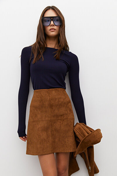 urban focus Süet Kısa Çan Etek