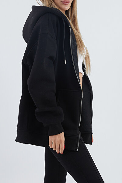 DPARİS Hooded Ribbed Oversize Sweatshirt