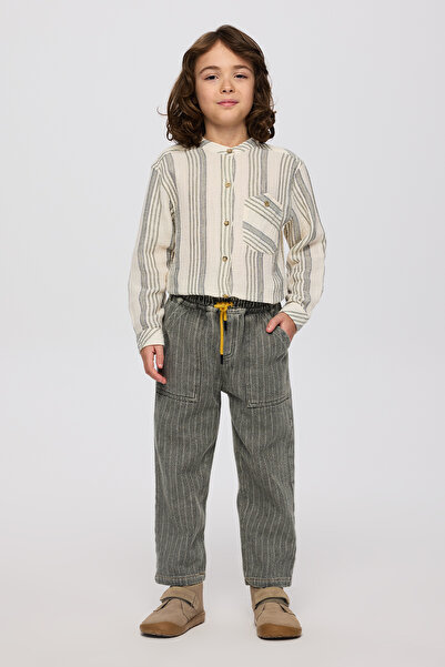 Panço Erkek Çocuk Beli Lastikli Haki Pantolon