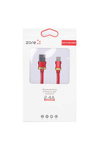 zore Red Poro Micro USB Cable 1M-Senk