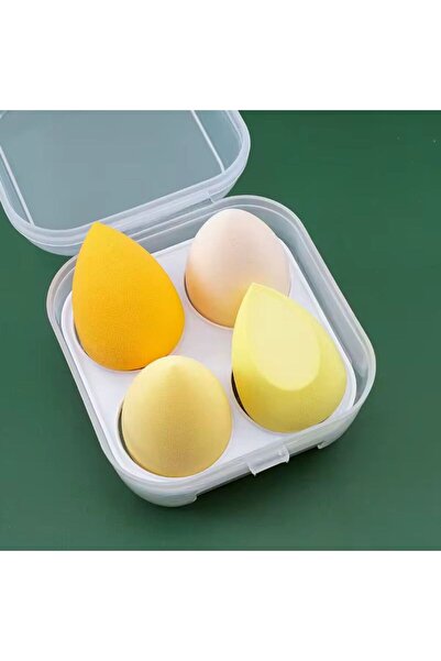 OEM Set of 4 makeup sponges with drying rack, latex-free, hydrophilic, yellow