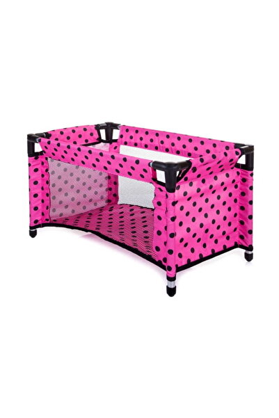 Doris Patut pliabil pentru papusi Roz bulinute negre cu pilota,perna si geanta transport incluse,pot