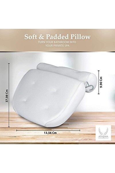 Jiffy مسند وسادة حوض الاستحمام الفاخر من ATHENIA SPA 3D Air Mesh