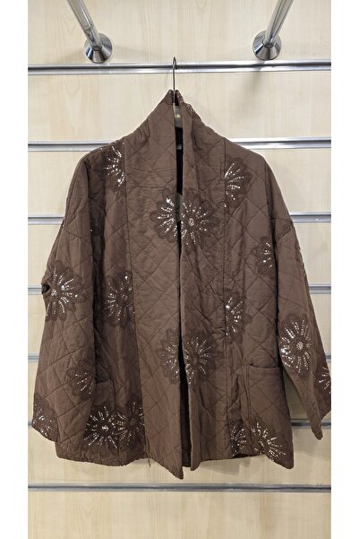 Park Moda Ватирана памучна яке с детайли от хризантемови мъниста