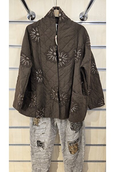 Park Moda Ватирана памучна яке с детайли от хризантемови мъниста