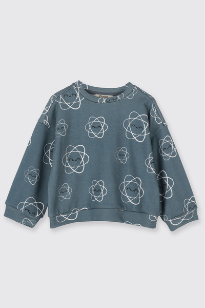 Panço Baby Girl Patterned Petrol Sweatshirt