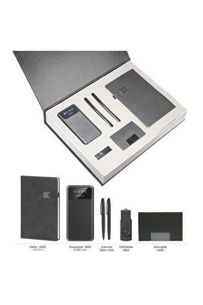 Gen Promosyon VIP Hediyelik Set - Powerbank, Defter, Kalem, USB Bellek ve Kar...