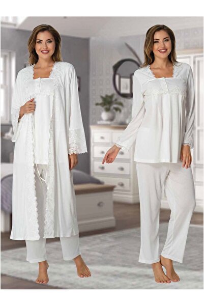 Lohusa Homewear Women's Ecru Lace Special Design Maternity Pajama Set 3-Piece...