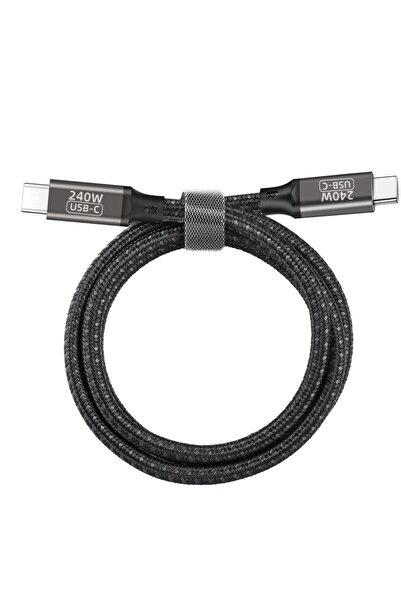 zore Black Qg02 Type-C to Type-C Pd3.1 Data Cable 240W 480Mbps 1 Meter-Senk