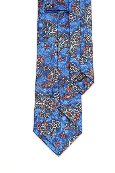 6AM Ceremony Deep blue tie with paisley and refined floral pattern