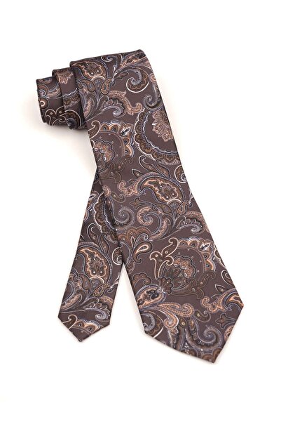 6AM Ceremony Chocolate brown tie with classic paisley pattern