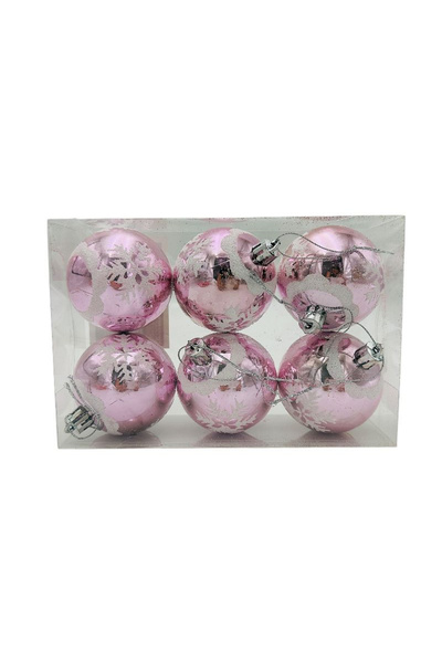 BaoBao Set of 6 Christmas tree baubles – 17x12x6cm, delicate pink shade