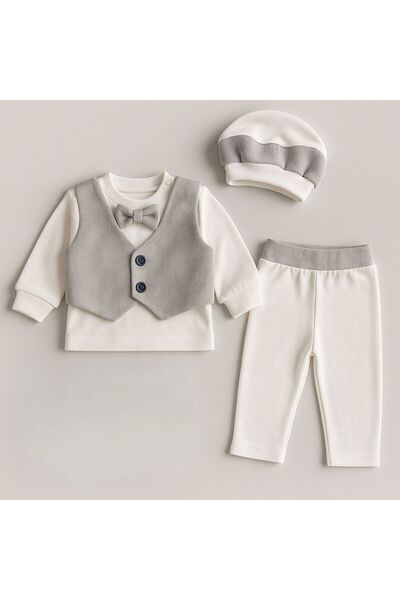 mini mia Baby Boy Mevlütlük Set - 4 Piece Boxed Cotton Hospital Release Outfit