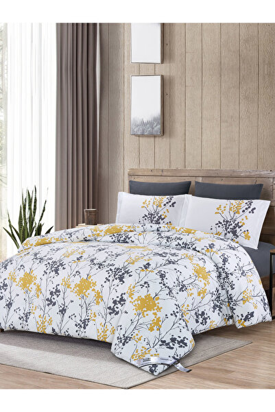 Doona 4-Piece Comforter Set - Single Size 170x230cm, Printed, All Season, Microfiber, 350 GSM Filling.