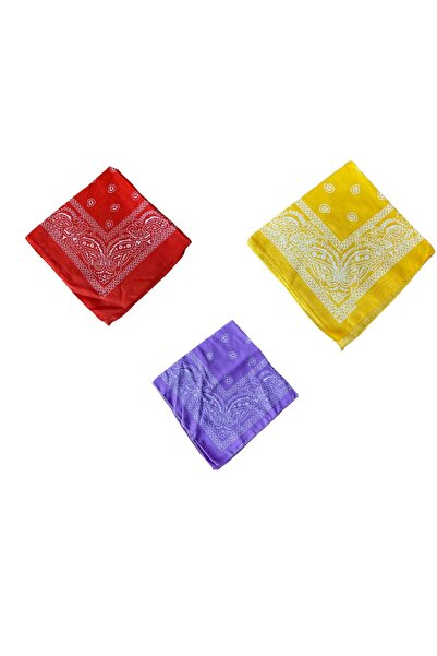 Rupen Kraft 100% Cotton Classic Pattern Unisex 3-Piece Bandana Set Colorful Bandana Ethnic Patterned a Quality Bandana