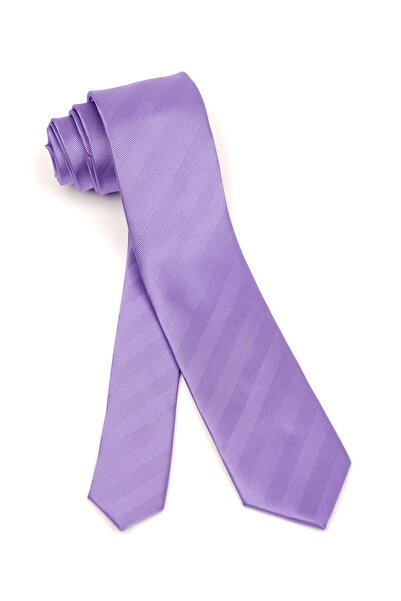 6AM Ceremony Lilac purple silk slim tie with chevron pattern