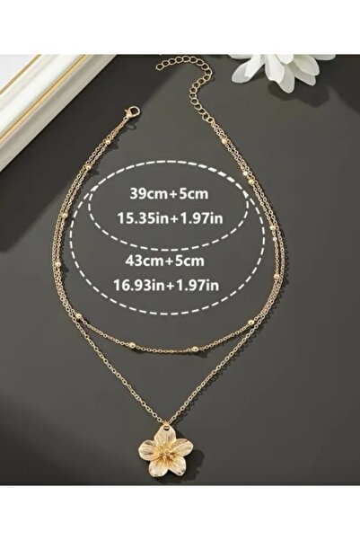 monalisatoka Kadın Gold Çift Sıralı Çiçek Kolye