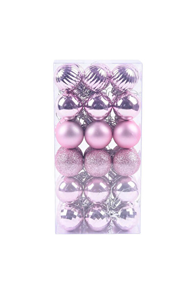BaoBao Set of 36 Christmas tree baubles – 34x17x11cm, delicate pink shade