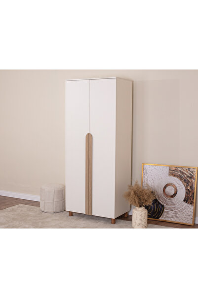 DONACO İtra 2 Kapaklı Gardırop – Krem Gövde, Krem MDFLAM Kapak