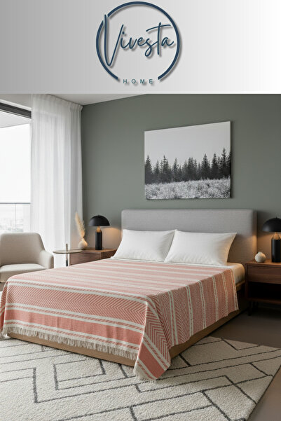 Vivesta Home غطاء سرير فردي مصنوع من القطن بنسبة 100% مقاس 160 × 220 - تصميم أنيق وعصري