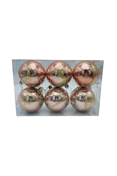 BaoBao Set of 6 Christmas tree baubles – 23x15x8cm, delicate rose shade