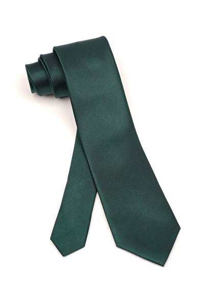 6AM Ceremony Emerald green silk tie with herringbone pattern
