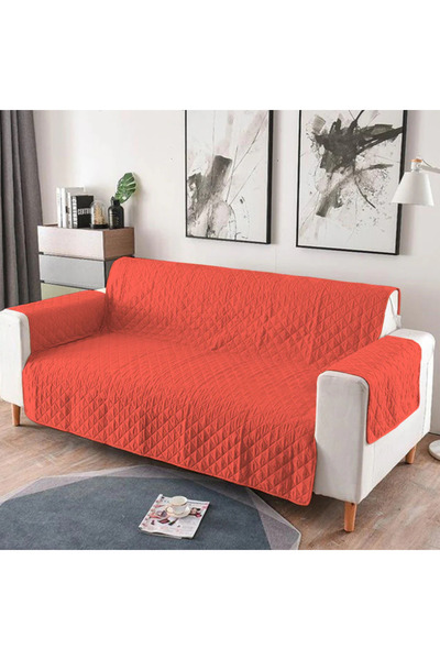 OEM Quilted sofa cover, 3-seater, double-sided, Butter, 100% polyester (microfiber)