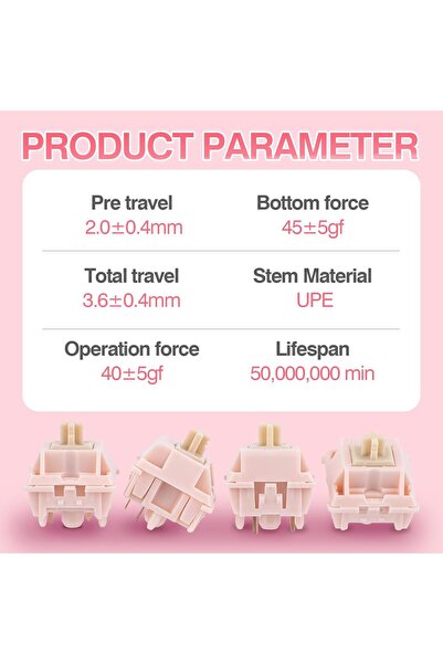 Epomaker Nude Rosa 39gf Silent Gaming Keyboard Switches, 35 PCS, 5-Pin, Pre-Lubed
