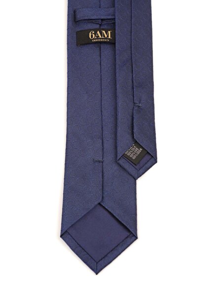 6AM Ceremony Navy silk tie with geometric circle pattern