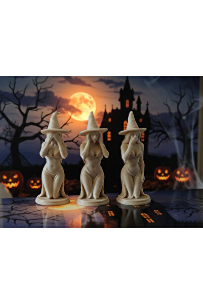 Phigo Üç Sessiz Cadı - Görmedim Duymadım Bilmiyorum Üç Maymun Felsefesi 3D Baskı 10 Cm Yükseklik