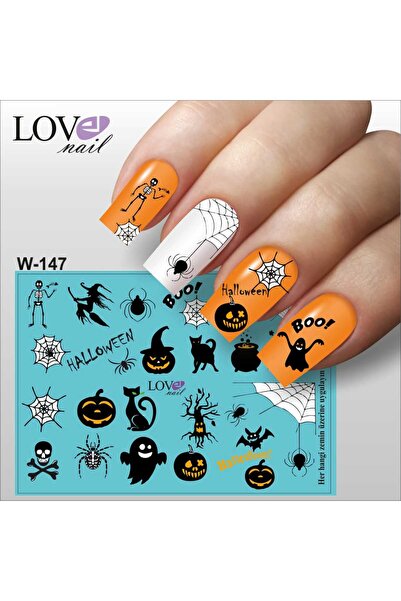 ECLAT HALLOWEEN-CADI BAYRAMI TIRNAK STİCKER KABAK CADI (SU TRANSFER TATTOO)