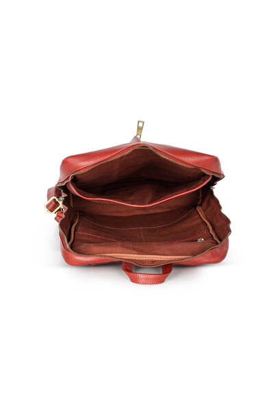 Abuba Burnt Orange Leather Backpack - Premium Genuine Leather Daypack for Work & Travel