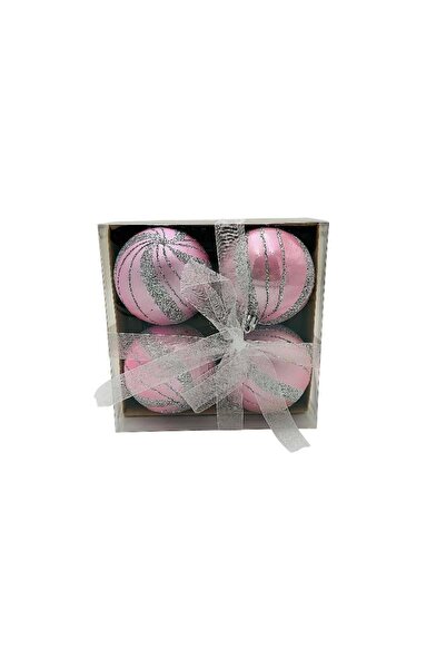 BaoBao Set of 4 Christmas tree baubles – 16x16x7cm, delicate pink shade