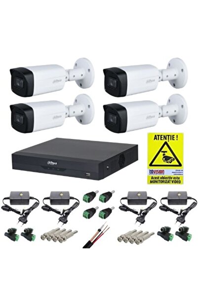 DAHUA Kit de supraveghere 4K – 4 camere (IR 40m, IP67) cu DVR WizSense 4K-N/5MP cu 4 canale