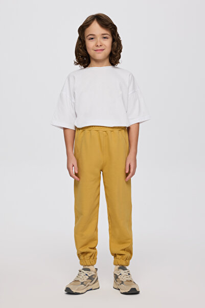 Panço Erkek Çocuk Beli Lastikli Hardal Eşofman Altı