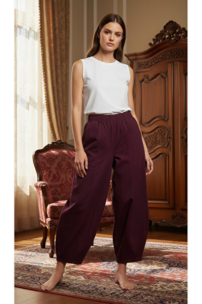 Ozan KOÇ Kadın %100 Pamuk Cepli Gabardin Şalvar Pantolon