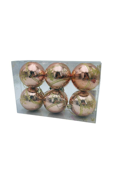 BaoBao Set of 6 Christmas tree baubles – 23x15x8cm, delicate rose shade