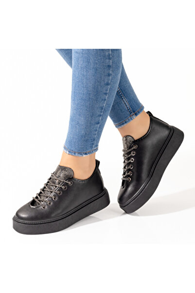 Modlet.ro Teniși negri de damă cu strasuri aplicate MOD10359