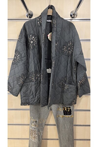 Park Moda Quilted Cotton Jacket with Chrysanthemum Sequin Detail