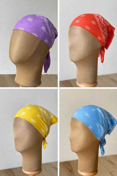 Rupen Kraft 100% cotton classic pattern unisex 4-piece bandana set colorful bandana ethnic patterned a quality bandana