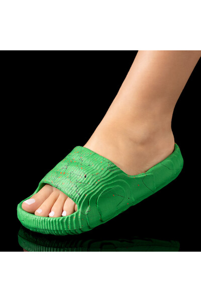 Modlet.ro Sandale de plajă verzi pentru femei cu imprimeu MOD08611