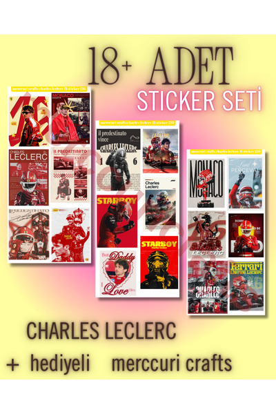 merccuri crafts مجموعة ملصقات تشارلز لوكلير لسباقات الفورمولا 1 (18+ قطعة عالية الجودة) - دفتر ملاحظات، ملصق، سكوديريا فيراري