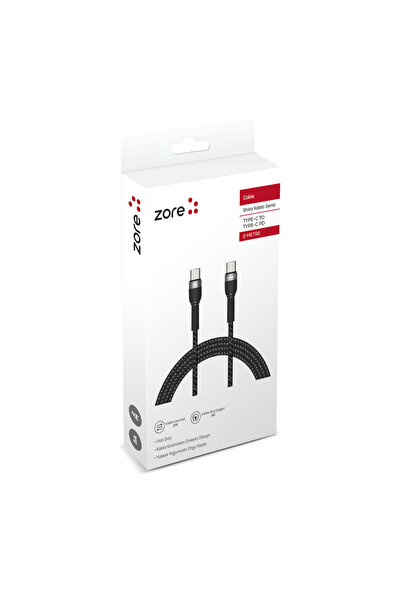 zore Black Shira Series Type-C to Type-C Pd Cable 2 Meters-Senk