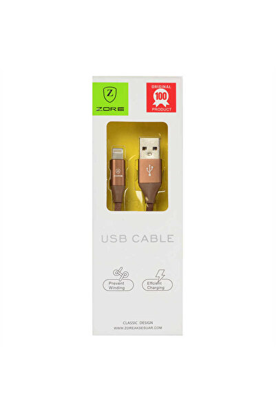 zore Brown Metal Tip Lightning USB Cable-Senk