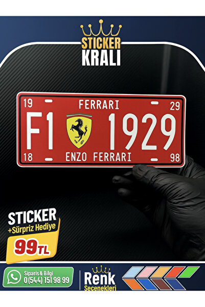 Onur Reklam 2 Adet Ferrari F1 1929 Plaka Sticker – Enzo Ferrari Koleksiyon Ta...